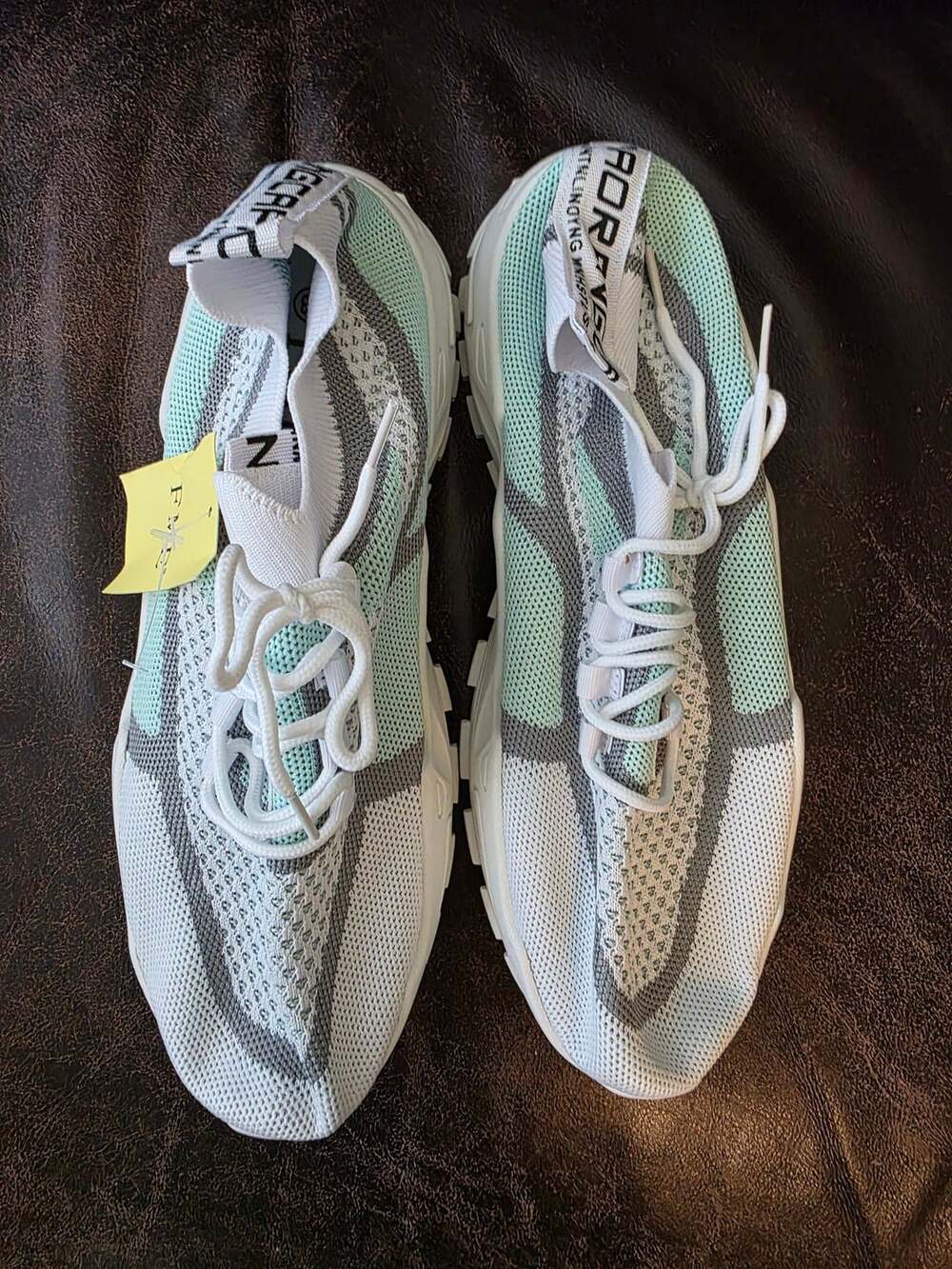 Brand New FME Sneakers Size 43 White Mint Knit Walking Water Aqua Shoes